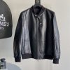 可愛い エルメス ジップジャケットコピー 黒ゴートスキン 新作 eru46256