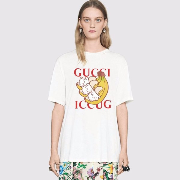 大人気!!新色 ☆グッチ☆ ばなにゃプリント オーバーサイズTシャツ偽物 gub49687 - 画像 (3)