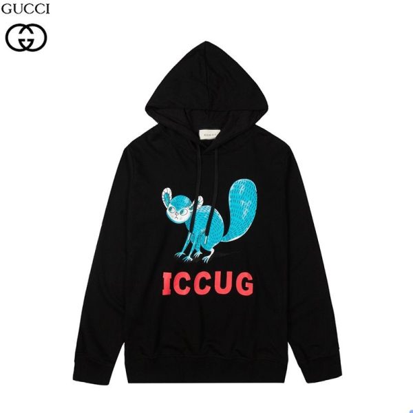 秋冬新作 グッチ フレイヤ ハルタス コピー“ICCUG” プリント パーカー gue56002 - 画像 (2)