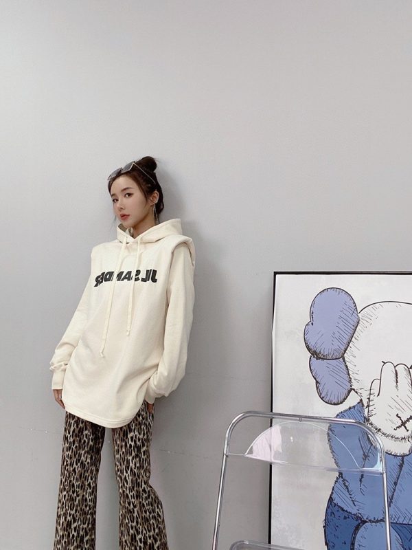 21-22AWジルサンダー パーカー 偽物 ロゴ刺繍 スウェットフーディー カーキ Jil85378 - 画像 (2)