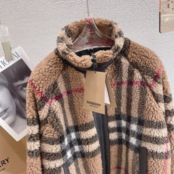 《大人気》バーバリー☆Brown チェック柄 カシミア Wool フリースジャケット 偽物 Bak84791 - 画像 (2)