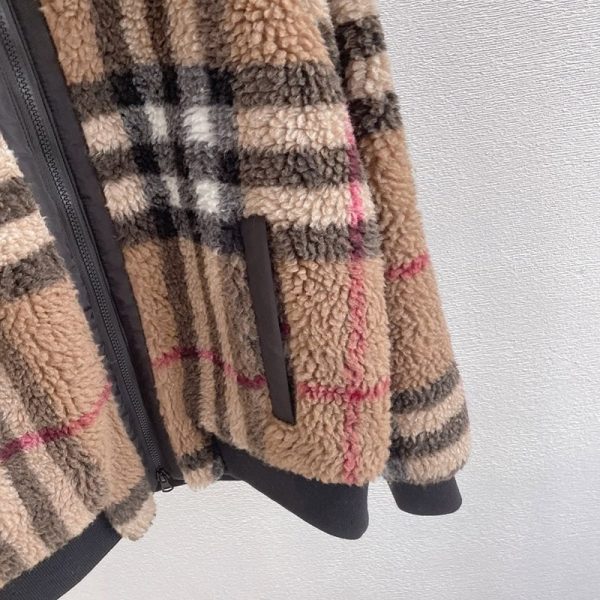 《大人気》バーバリー☆Brown チェック柄 カシミア Wool フリースジャケット 偽物 Bak84791 - 画像 (3)