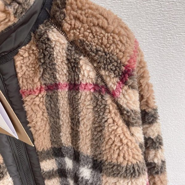 《大人気》バーバリー☆Brown チェック柄 カシミア Wool フリースジャケット 偽物 Bak84791 - 画像 (5)