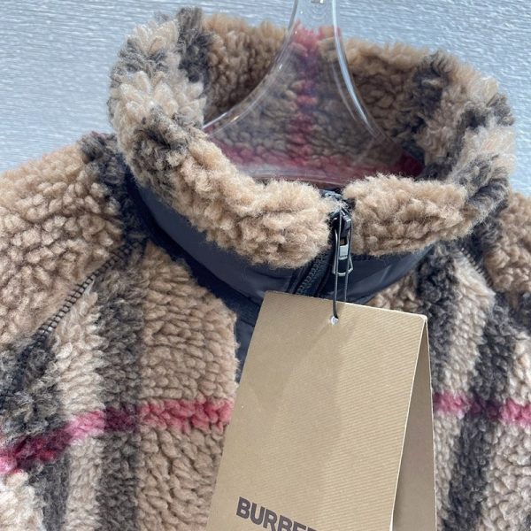 《大人気》バーバリー☆Brown チェック柄 カシミア Wool フリースジャケット 偽物 Bak84791 - 画像 (6)