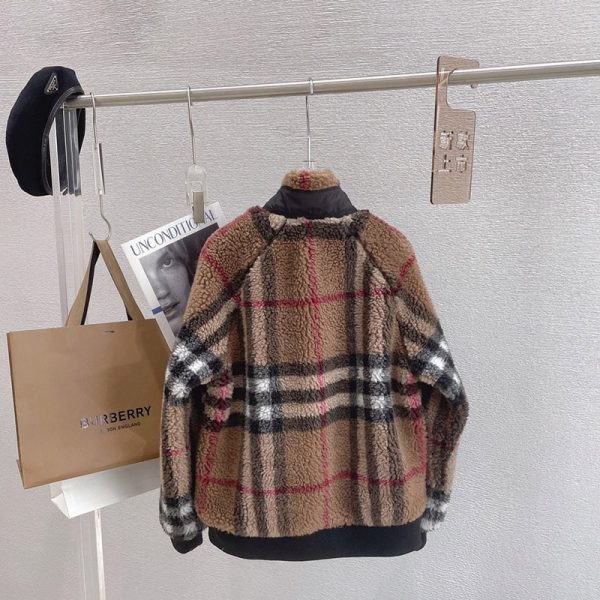 《大人気》バーバリー☆Brown チェック柄 カシミア Wool フリースジャケット 偽物 Bak84791 - 画像 (7)