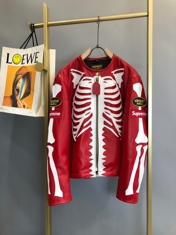 21AW新作シュプリーム 偽物 革のジャケット  Vanson Leather Bones Jacket She85383 - 画像 (2)