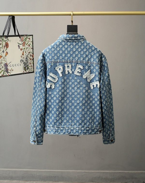 累積売上総額第１位！シュプリーム パーフォレイテッドデニムトラッカージャケット 3色 Sht66972 - 画像 (4)