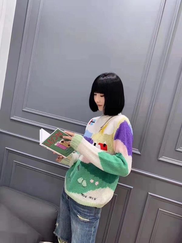 希少色☆ミュウミュウ コピー☆ オーバーサイズロゴモヘアセーター♪ myk82366 - 画像 (3)