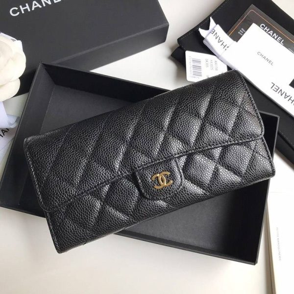 シャネル スーパーコピー 二折りカブセ長財布 キャビア shi38782 - 画像 (4)