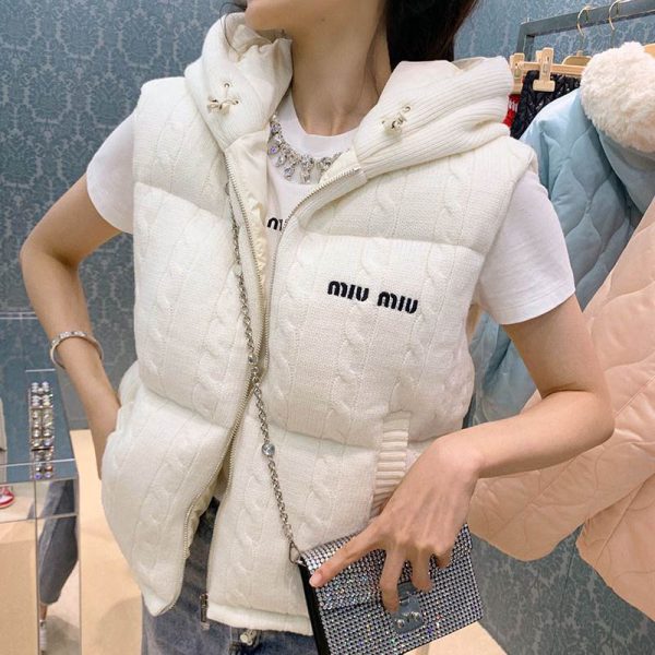 21-22AW☆ミュウミュウ ダウンベスト 偽物☆カシミヤダウンベスト myo05831 - 画像 (5)