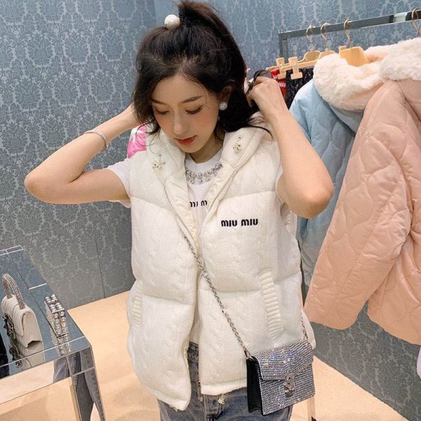 21-22AW☆ミュウミュウ ダウンベスト 偽物☆カシミヤダウンベスト myo05831 - 画像 (4)