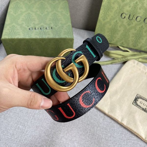春もの新作グッチ100 偽物 プリント GGマーモントレザーベルト 30mm☆ gut18638 - 画像 (3)