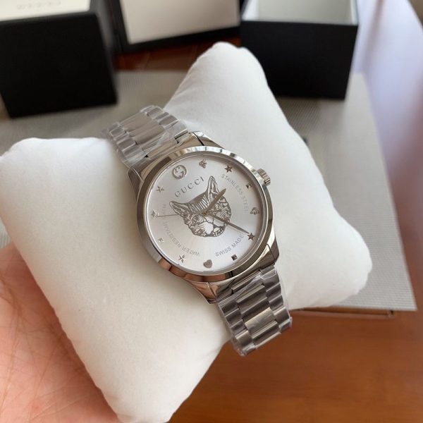 可愛いグッチ G-タイムレス ウォッチ 偽物☆猫 38mm/27mm 腕時計 gur33442 - 画像 (4)