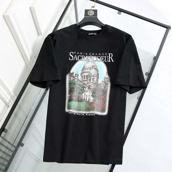 春もの新作バレンシアガ クルーネック Tシャツ コピー SACRE COEUR ブラック bar35088 - 画像 (3)