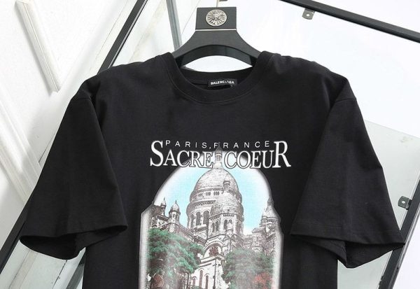春もの新作バレンシアガ クルーネック Tシャツ コピー SACRE COEUR ブラック bar35088 - 画像 (4)