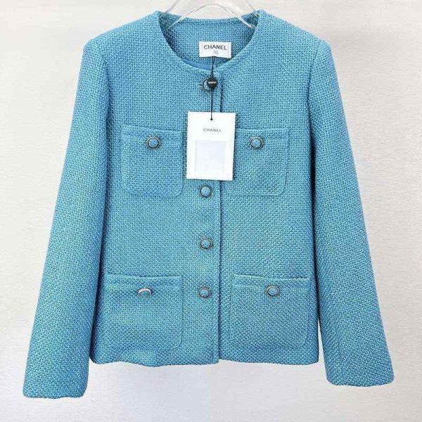超話題!シャネル 偽物 ツイード ジャケット ブルー shz78173