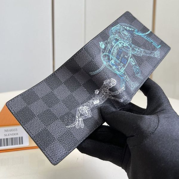 世界中で大人気♪ルイヴィトン メンズ レザー 二つ折り 財布 偽物 ダミエ ブルー 革 N64603 - 画像 (4)
