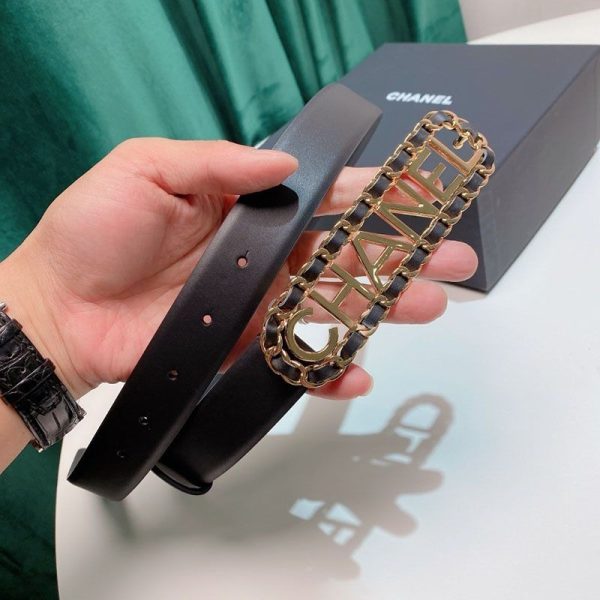 累積売上総額第１位！シャネル カーフスキン ベルト コピー 30mm メタル & ストラス shn14919 - 画像 (6)