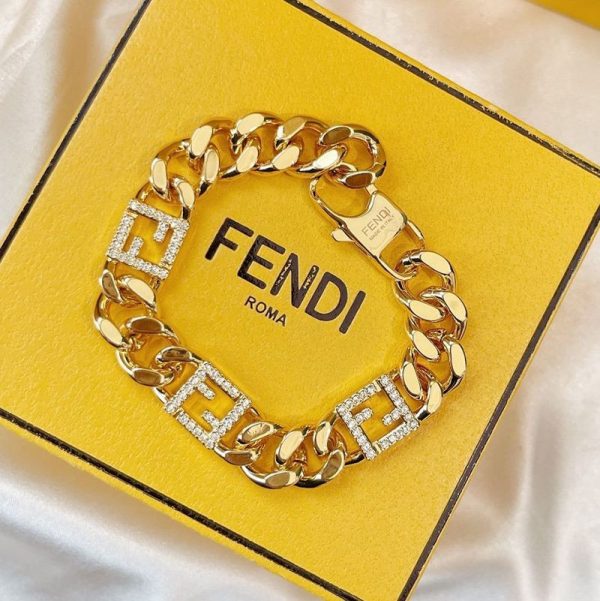日本未発売★フェンディ★バゲット FFモチーフ ブレスレット 偽物 Gold few94621 - 画像 (2)