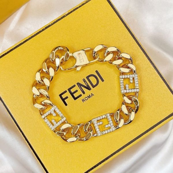 日本未発売★フェンディ★バゲット FFモチーフ ブレスレット 偽物 Gold few94621 - 画像 (3)