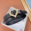 21-22AWサンローラン ハート バックル レザー ベルト 30mm スーパーコピー Sam91213 - 画像 (2)