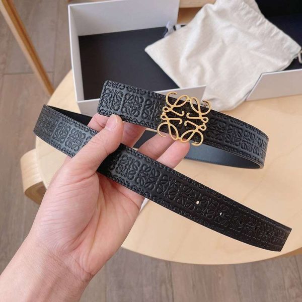 ロエベ カーフレザー アナグラムバックルリバーシブルベルト偽物 3.0 cm loc44370 - 画像 (3)