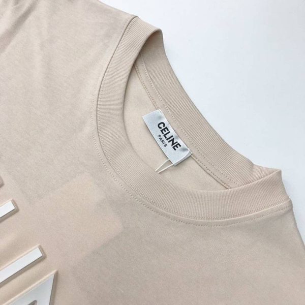 入手困難セリーヌ ルーズ Tシャツ 偽物 コットン ベージュ Cei46378 - 画像 (3)