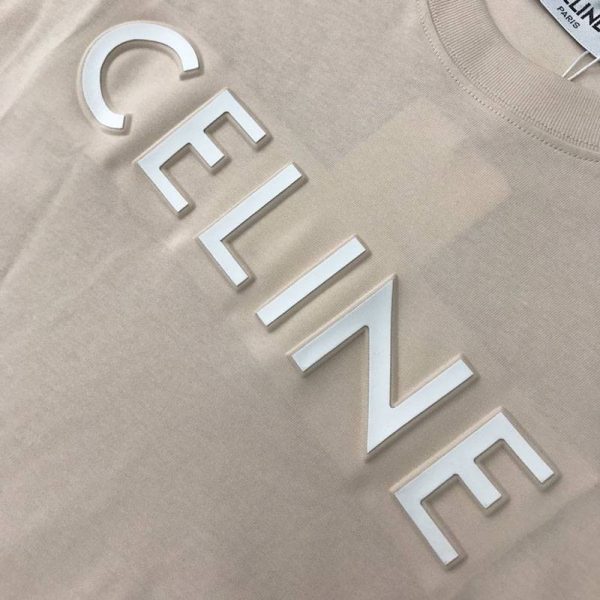 入手困難セリーヌ ルーズ Tシャツ 偽物 コットン ベージュ Cei46378 - 画像 (4)