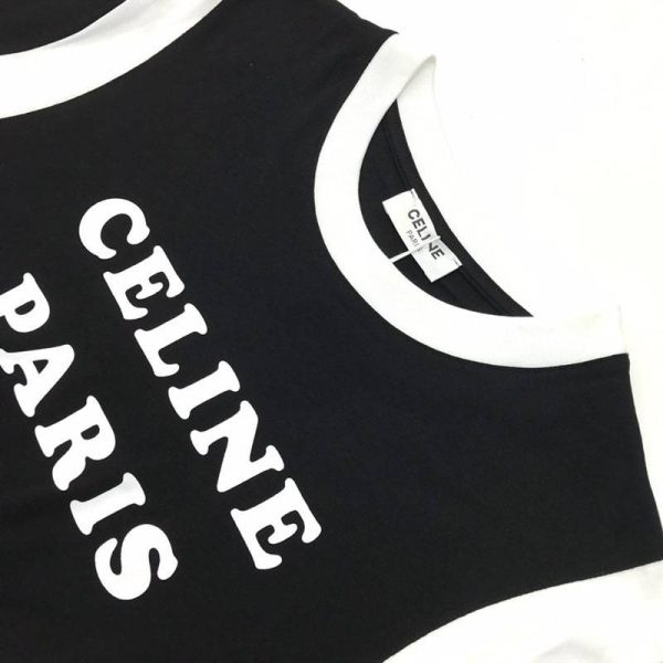 最安値挑戦セリーヌ パリ ボクシーTシャツ 偽物 コットン ホワイト&ブラック Cew26552 - 画像 (3)