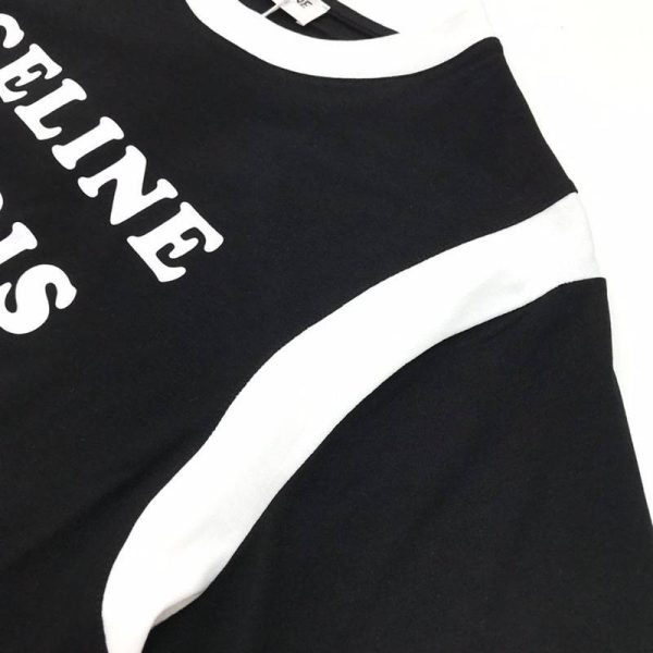 最安値挑戦セリーヌ パリ ボクシーTシャツ 偽物 コットン ホワイト&ブラック Cew26552 - 画像 (5)