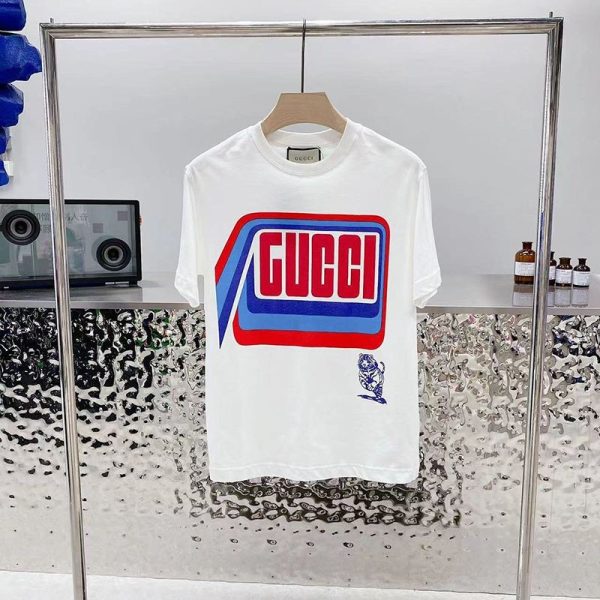 定番人気☆グッチ ロゴ コットンTシャツ パロディ バックフラワーアップリケ gus01791 - 画像 (2)