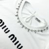 送料込ミュウミュウ 偽物★クリスタル クロップドコットンTシャツ MJL8161V6FF0009 - 画像 (3)