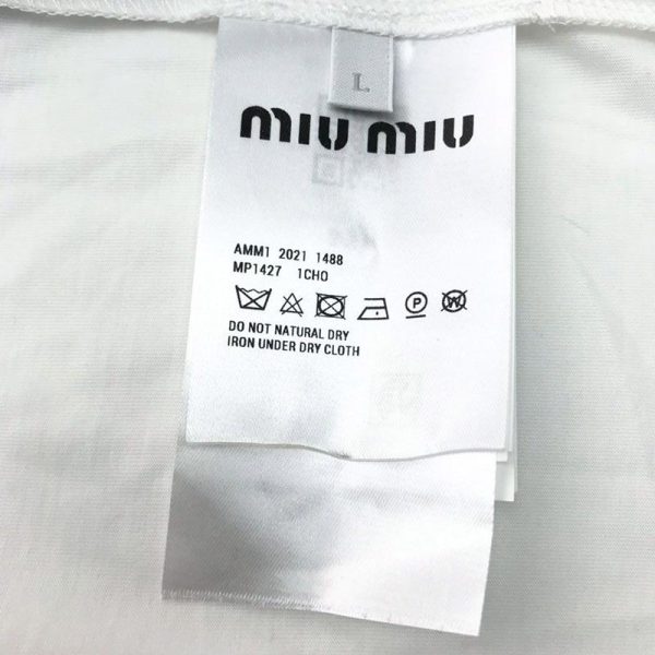 送料込ミュウミュウ 偽物★クリスタル クロップドコットンTシャツ MJL8161V6FF0009 - 画像 (6)
