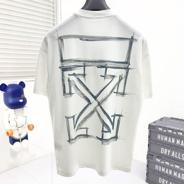 一目惚れ♪オフホワイト 偽物 グラフィティ アローロゴTシャツ ofm22528 - 画像 (2)