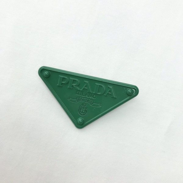 日本未入荷プラダ コピー コントラストトライアングル ロゴ コットンTシャツ ホワイト puz08445 - 画像 (4)