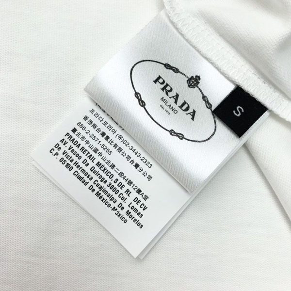 日本未入荷プラダ コピー コントラストトライアングル ロゴ コットンTシャツ ホワイト puz08445 - 画像 (6)
