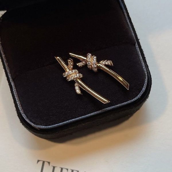 希少色ティファニー Knot ピアス 18K ダイヤモンド 偽物 Tik30864 - 画像 (2)