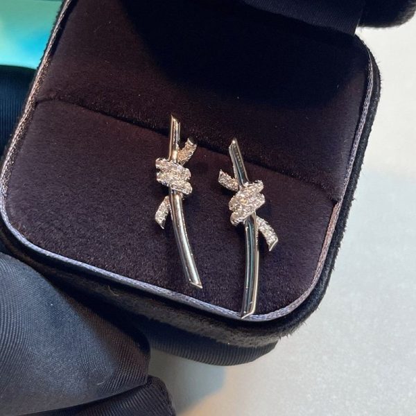 超話題!ティファニー Knot ピアス 18K ダイヤモンド スーパーコピー Tim06397 - 画像 (2)