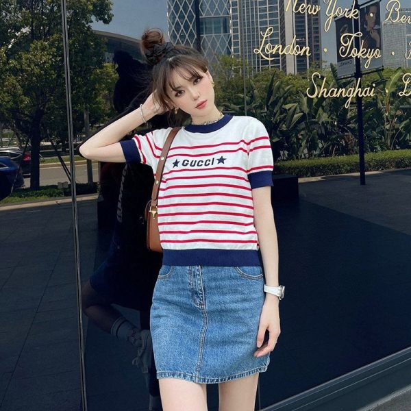 【日本未発売】グッチ ストライプ コットン 半袖 Tシャツ スーパーコピー guw08454 - 画像 (3)