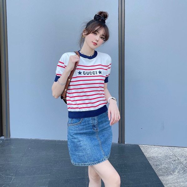 【日本未発売】グッチ ストライプ コットン 半袖 Tシャツ スーパーコピー guw08454 - 画像 (4)