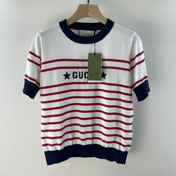 【日本未発売】グッチ ストライプ コットン 半袖 Tシャツ スーパーコピー guw08454 - 画像 (5)