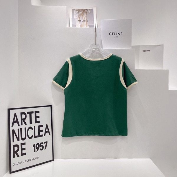 希少色★セリーヌ★16刺繍付きTシャツ★コットンジャージー 偽物 Ceu56742 - 画像 (4)