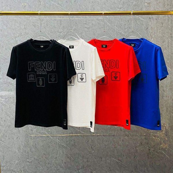 人気No1 フェンディ ROMA ロゴ クルーネックコピー Tシャツ fek26035 - 画像 (2)
