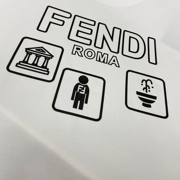 人気No1 フェンディ ROMA ロゴ クルーネックコピー Tシャツ fek26035 - 画像 (3)