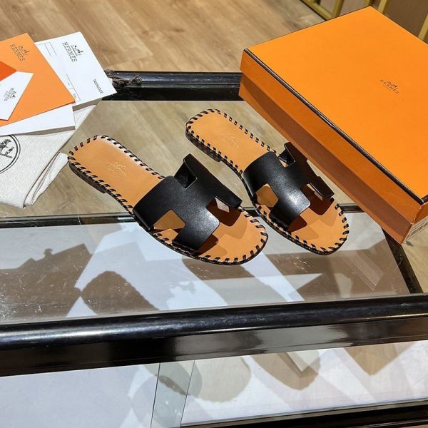 人気No1エルメス Oran sandal オラン レザー＆キャンバス サンダル 偽物 送込 ery99804 - 画像 (2)