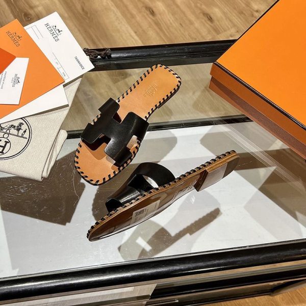 人気No1エルメス Oran sandal オラン レザー＆キャンバス サンダル 偽物 送込 ery99804 - 画像 (5)