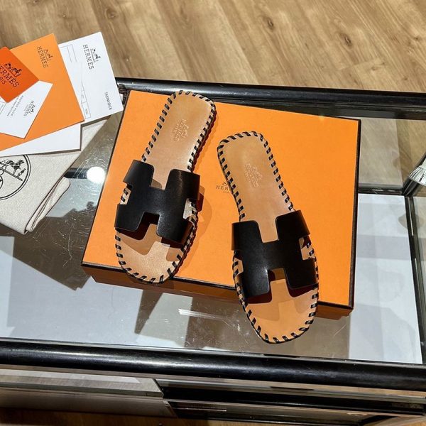 人気No1エルメス Oran sandal オラン レザー＆キャンバス サンダル 偽物 送込 ery99804 - 画像 (6)