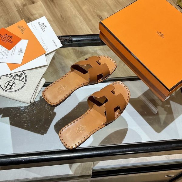 争奪戦送込エルメス Oran sandal 偽物 オラン レザー＆キャンバス サンダル erd09296 - 画像 (4)