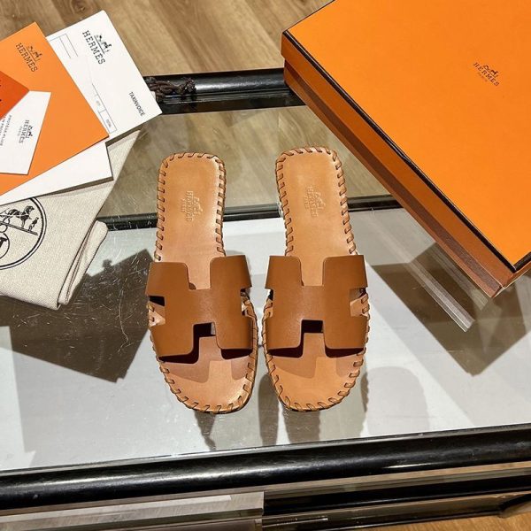 争奪戦送込エルメス Oran sandal 偽物 オラン レザー＆キャンバス サンダル erd09296 - 画像 (6)