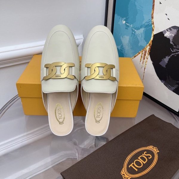 超希少！TODS ケイト レザー フラットミュール スーパーコピー tou95389 - 画像 (4)